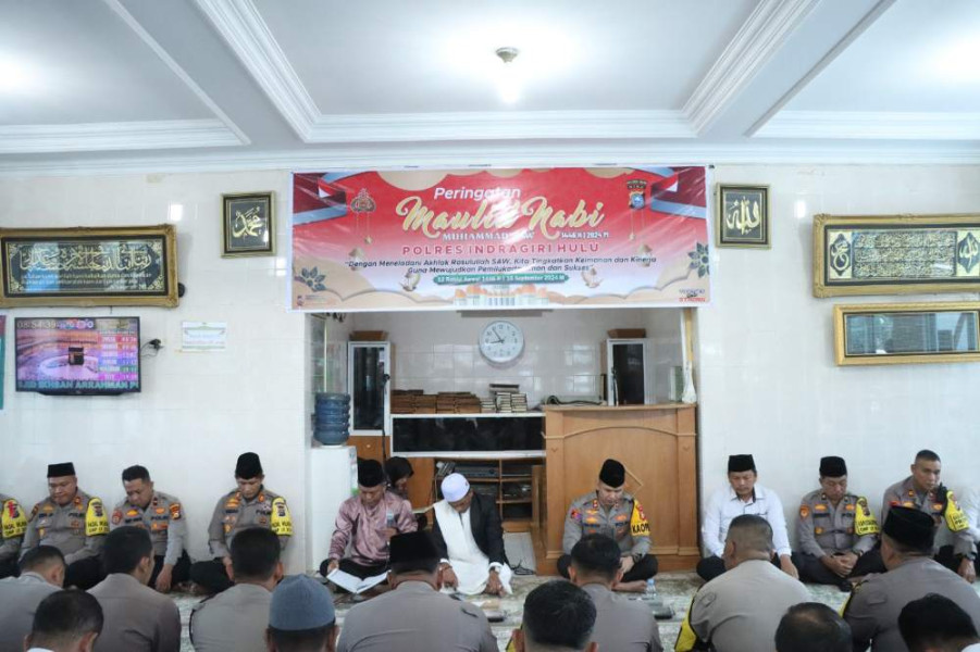 Bertemakan Pilkada Aman dan Sukses, Polres Inhu Gelar Peringatan Maulid Nabi