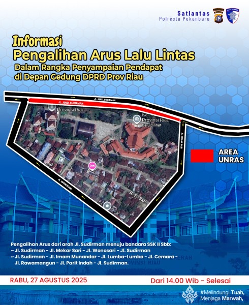 Ada Demo Siang  Ini di Kantor DPRD Riau, Polisi Tutup Jalan Sudirman