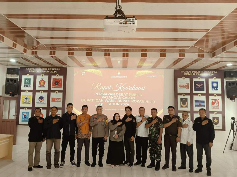 Kapolres Rohil Hadiri Rakor Persiapan Debat Publik Paslon Bupati dan Wakil Bupati Rohil