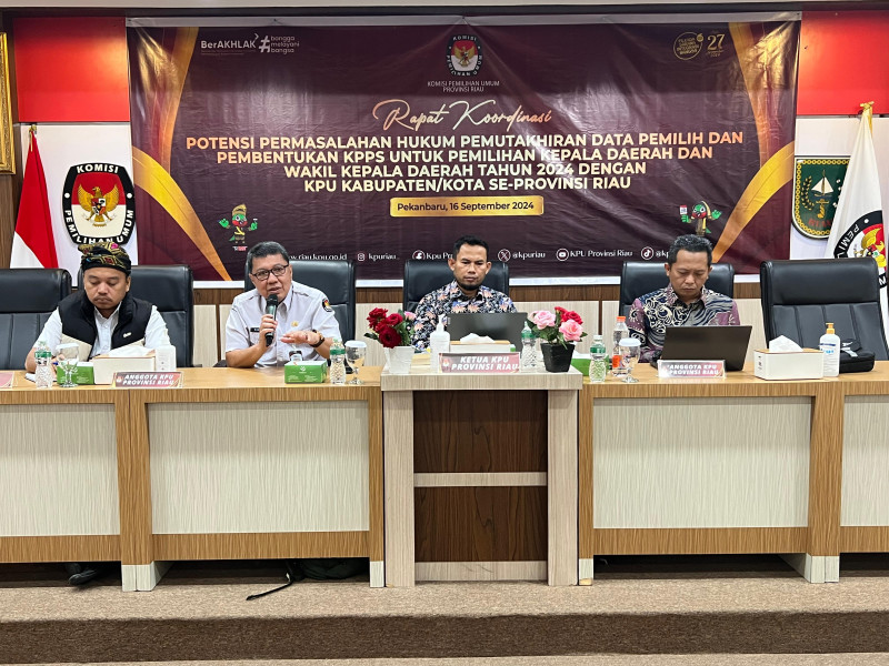 KPU Riau Gelar Rakor Permasalahan Hukum Pemutakhiran Data Pemilih dan Pembentukan KPPS