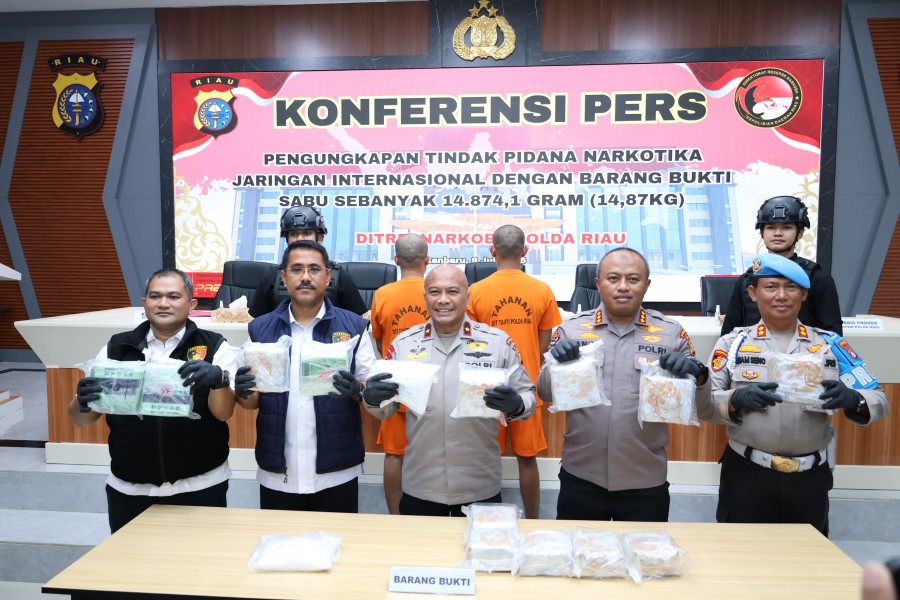Polda Riau Gagalkan Peredaran Sabu 14,87 Kilogram di Kampar