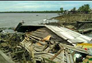 Akibat Abrasi, Desa Tanjung Baru Inhil Diterjang Longsor 