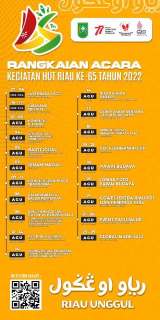 Inilah Rangkaian Agenda Acara Hari Jadi ke 65 Provinsi Riau 2022