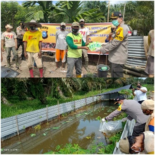 Polres Inhu Donasikan Ribuan Bibit Ikan & Bibit Tanaman ke Petani