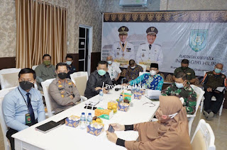 Bupati Inhil Ikuti Rakor yang Dipimpin Gubri Secara Virtual