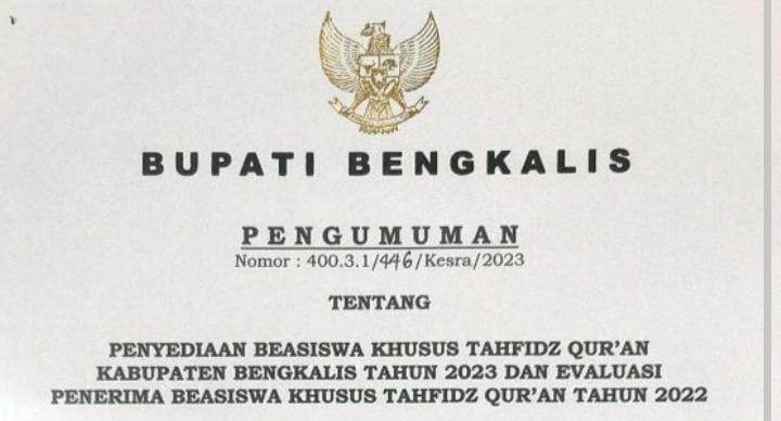 Pemkab Bengkalis Buka Peluang Bantuan Beasiswa Tahfidz Qur'an, Ini Syaratnya