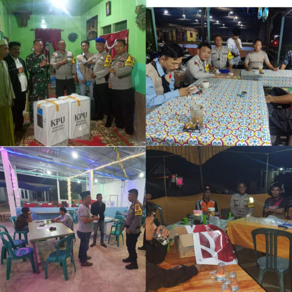 Hingga Larut Malam, Kapolsek Tempuling Lakukan Pengamanan Cek Kesiapan TPS