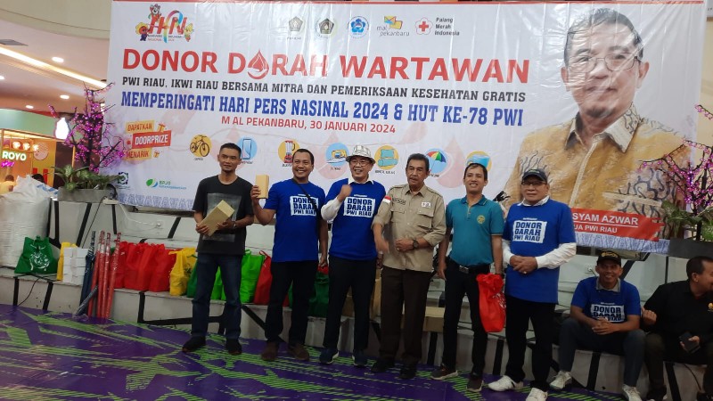 Lampaui Target, Donor Darah PWI Riau Berhasil Kumpulkan 150 Kantong Darah
