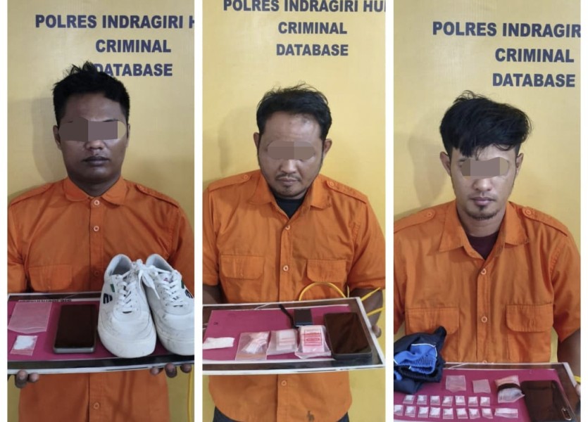 Sabu Disembunyikan di Sandaran Kasur dan Sepatu, 3 Pria di Inhu Diringkus Polisi
