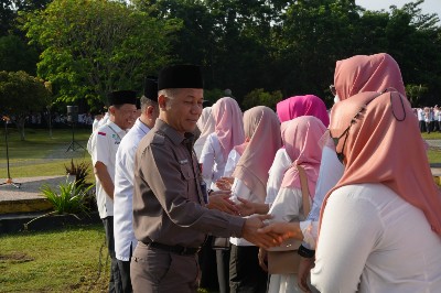 Kehadiran ASN Mengembirakan,  Sekda Kuansing Pimpin Apel Perdana Pasca Libur Idul Fitri