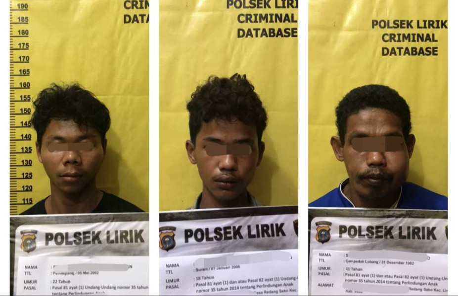 Cabuli 3 Anak di Bawah Umur, 3 Pria di Inhu Kena Ringkus