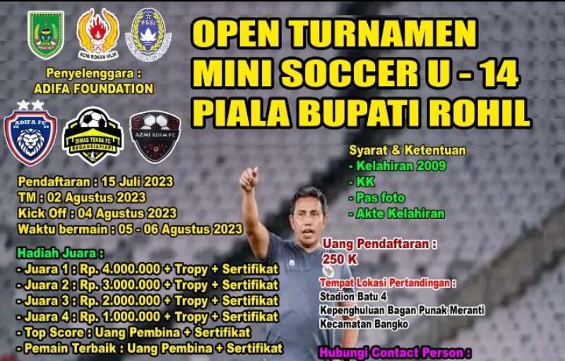 KONI Rohil Dukung Turnamen Mini Soccer U-14 Piala Bupati CUP 2023