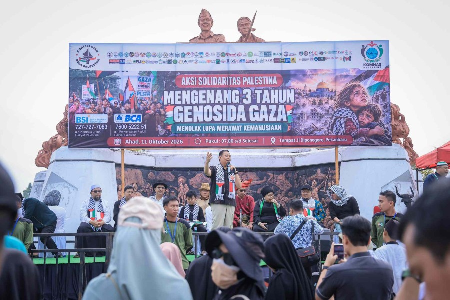 Turun Aksi di Tugu Pahlawan, Wawako Pekanbaru: Perjuangan Palestina Belum Selesai