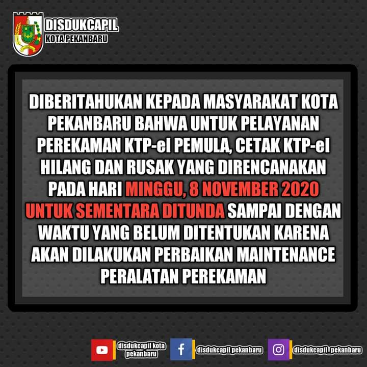 Perbaikan Alat, Hari Ini Layanan Rekam KTP Tatap Muka Pemula Ditunda