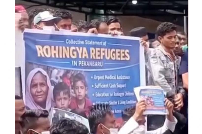 Ratusan Pengungsi Rohingya Demo di Pekanbaru, Berikut Tuntutannya