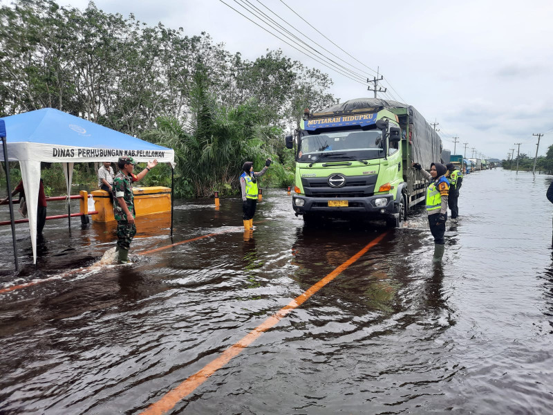 Banjir di Jalan Lintas Timur Berbulan-bulan, Pemkab Pelalawan Usulkan Bangun Flyover