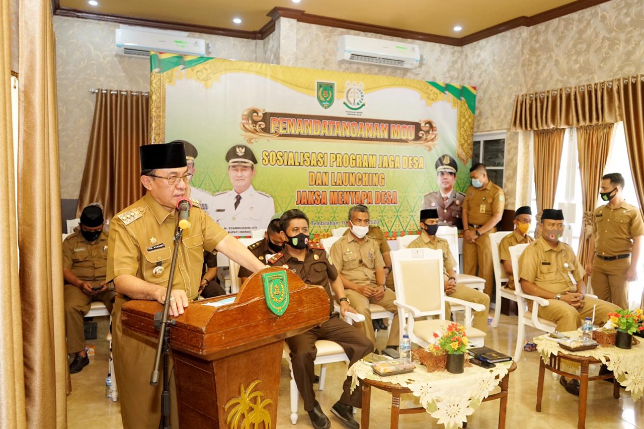 Bupati Inhil Sosialisasikan Program Jaga Desa dan Launching Jaksa Menyapa Desa