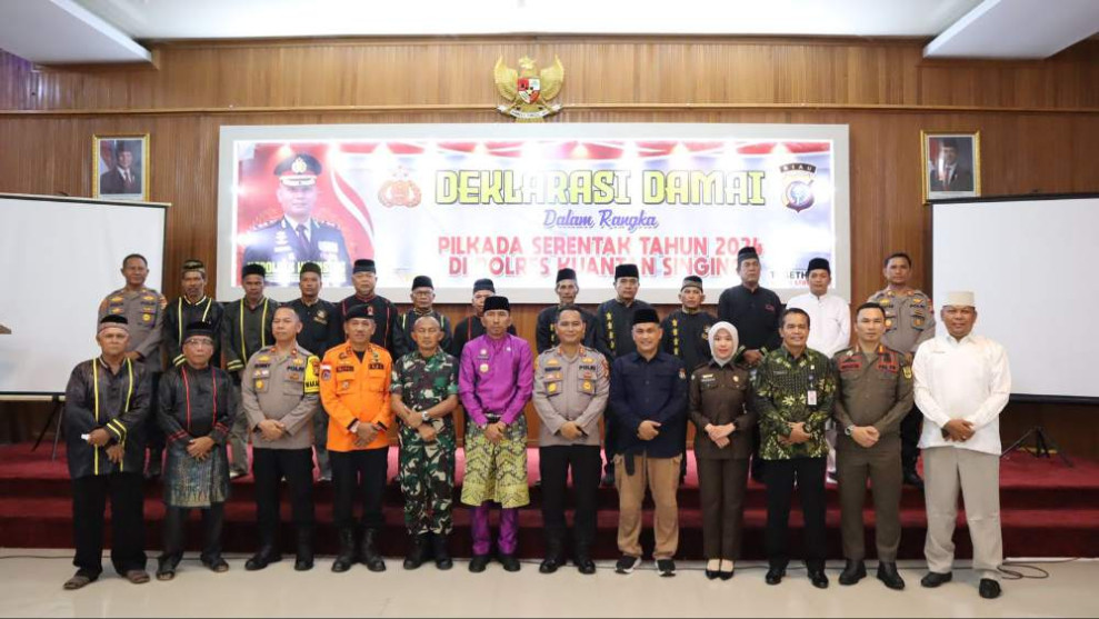 Polres Kuansing Gelar Deklarasi Damai Pilkada 2024 Wujudkan Pemilihan Aman dan Kondusif