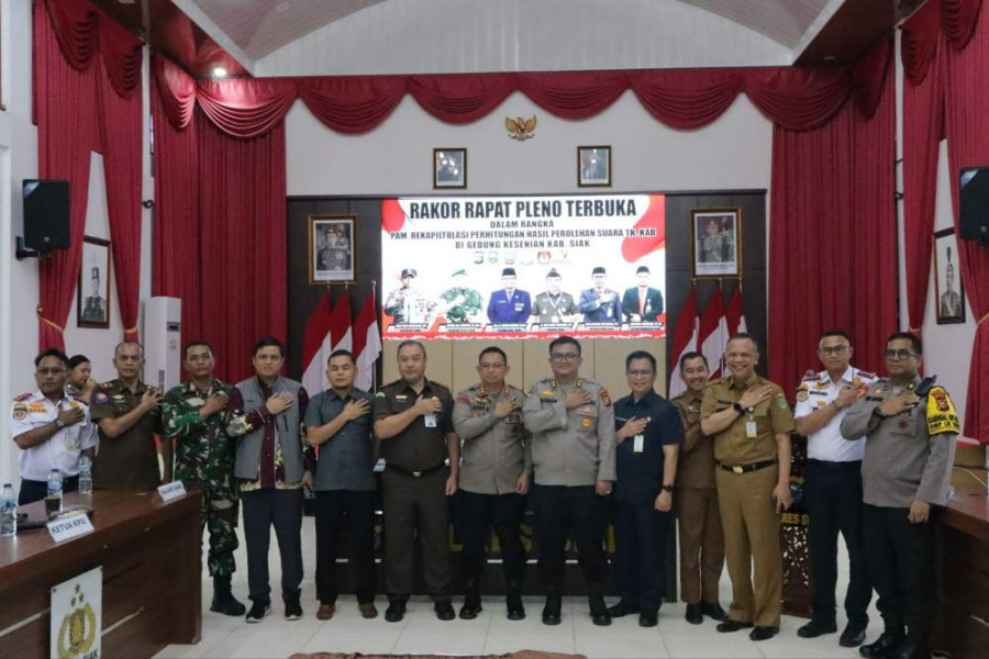 Rakor Rapat Pleno Terbuka Rekapitulasi Suara Tingkat Kabupaten Siak Berjalan Lancar