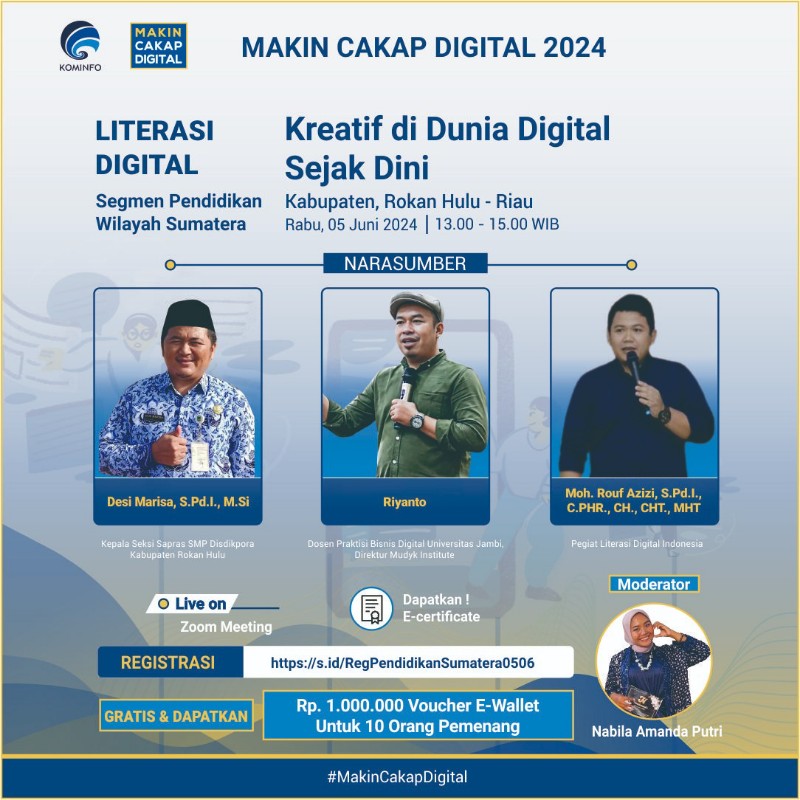Ajak Kreatif di Dunia Digital Sejak Dini, Kemkominfo Gelar Webinar di Rokan Hulu