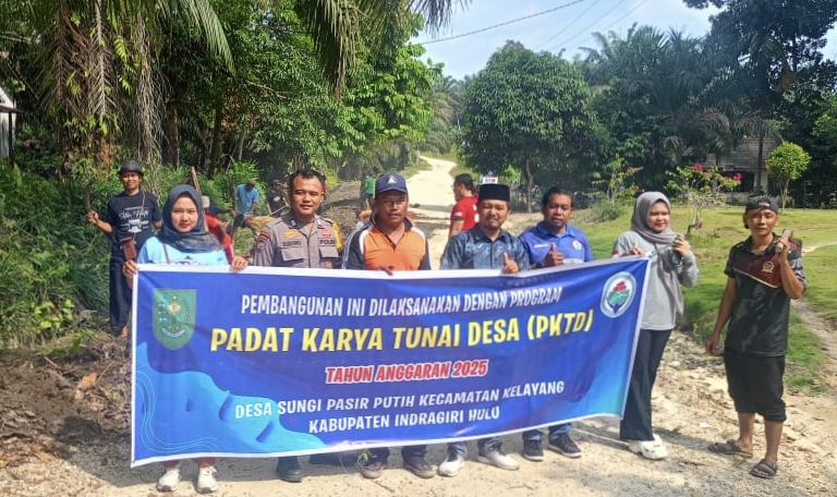 Bangun Drainase, Desa Sungai Pasir Putih Inhu Kedepankan PKTD