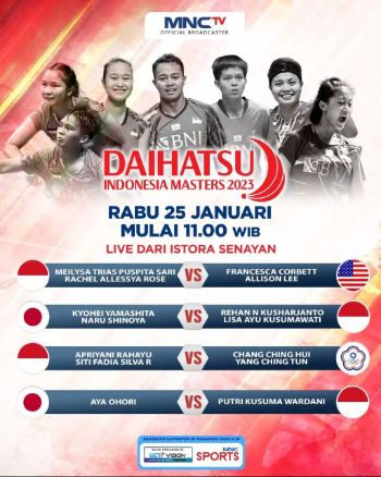 Siang Ini, MNCTV Tayangkan 4 Pertandingan 'Daihatsu Indonesia Masters 2023'