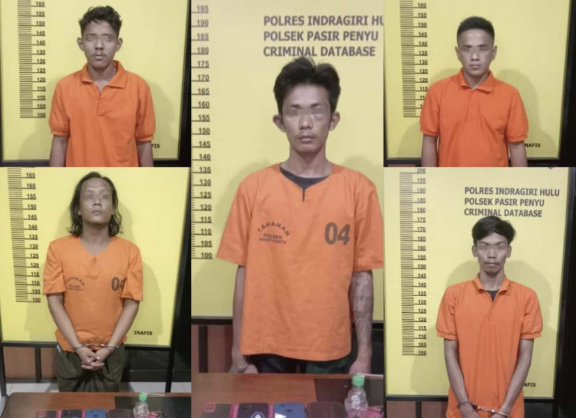 Polsek Pasir Penyu Ringkus 5 Pengedar Sabu-sabu di Komplek Perumahan Air Molek