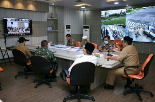 Bupati Siak Laporkan Langkah Penanganan Covid-19 Melalui Video Conference 