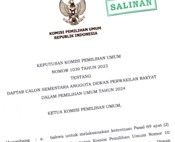 KPU Keluarkan DCS DPR RI, Berikut Nama Caleg PKB, Gerindra dan PDIP Dapil Riau 1 dan 2