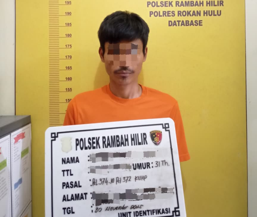 Pria di Rohul Diduga Gelapkan Uang Penjualan Buah Sawit Milik Bosnya