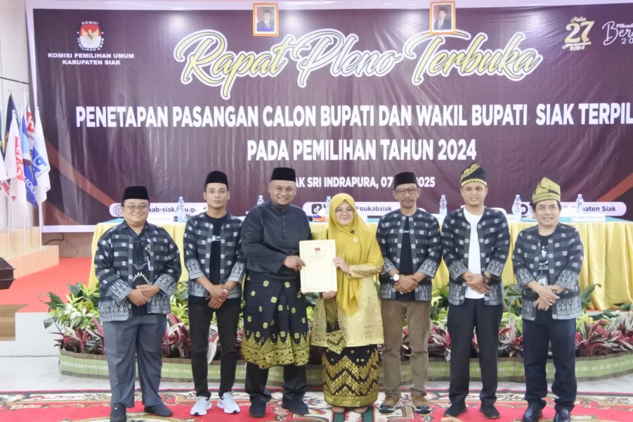 KPU Tetapkan Afni-Syamsurizal Bupati dan Wakil Bupati Siak Terpilih