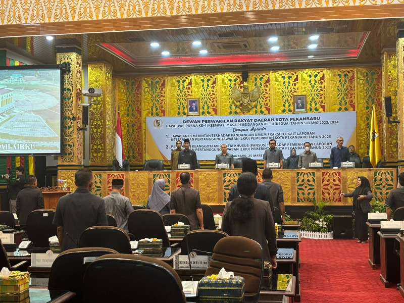 DPRD Pekanbaru Gelar Paripurna Jawaban Pemerintah Terhadap Pandangan Umum Fraksi Terkait Laporan LKPj 2023