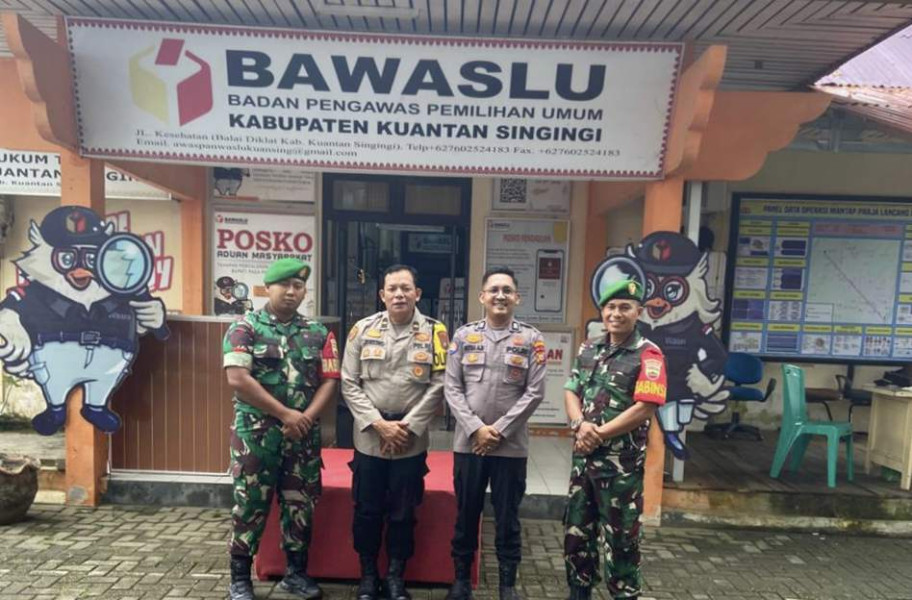 Polres Kuansing Patroli Sinergitas Cek Personil Pengamanan Kantor Bawaslu