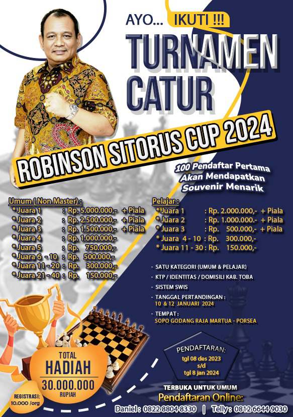 Ciptakan Atlet Handal, Robinson Sitorus Akan Gelar Turnamen Catur CUP
