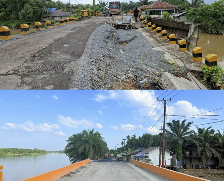 Gubri Wahid Buktikan Janji, Jembatan Sekayan Deras Inhu Tuntas Diperbaiki