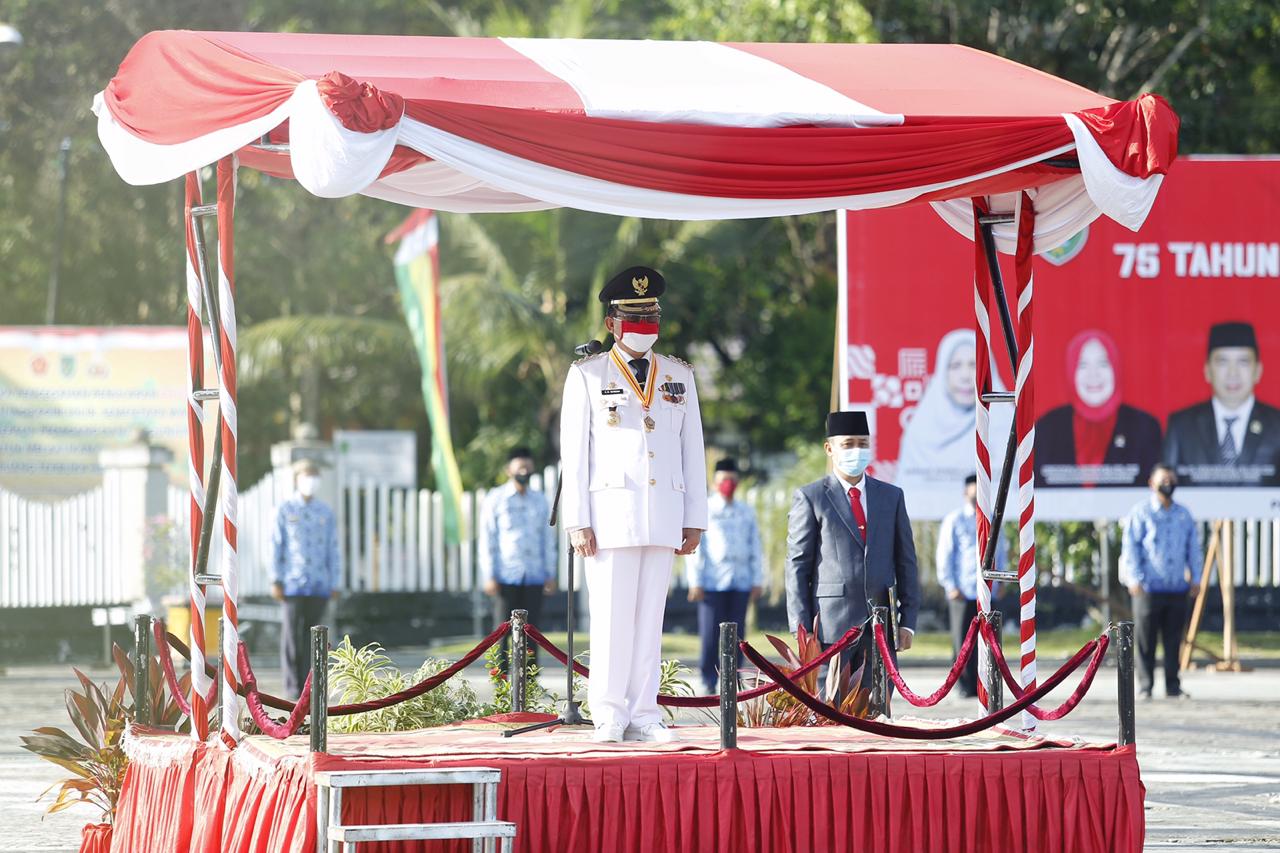 Dirayakan di Tengah Pandemi, Upacara HUT RI ke-75 di Inhil Tetap dengan Protokol Kesehatan Covid-19