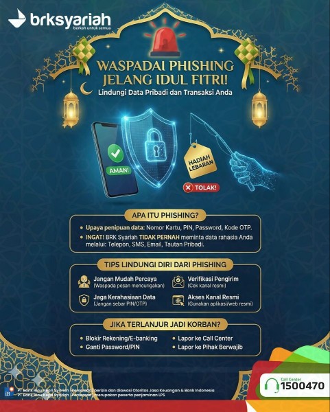 Waspada Phising Jelang Idul Fitri, BRK Syariah Edukasi Nasabah