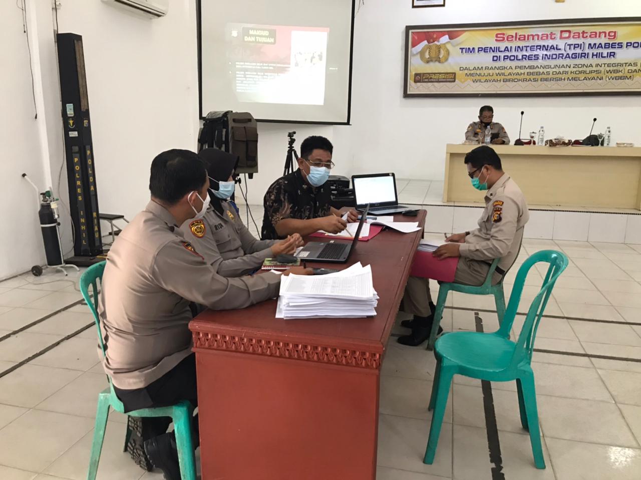 TPI Mabes Polri Lakukan Penilaian Pembangunan ZI Menuju WBK dan WBBM di Polres Inhil