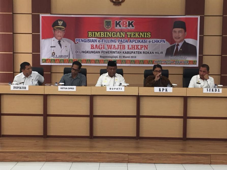 Plt Bupati Rohil Buka Sosialisasi dan Bimtek e-Filling Aplikasi e-LHKPN