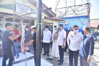 Bupati Bersama Wabup Tinjau Pemotongan Hewan Kurban di Setda Inhil