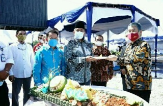 Perdana, Bupati Alfedri Lepas Ekspor Cangkang Sawit ke Negeri Sakura