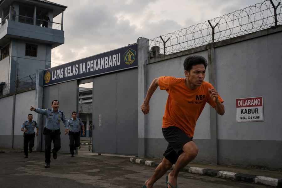 Napi Vonis 10 Tahun Lapas Kelas IIA Pekanbaru Masih Buron, Warga Resah