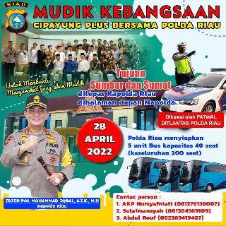 Gandeng Polda Riau, Cipayung Plus Peduli Gelar Mudik Kebangsaan 