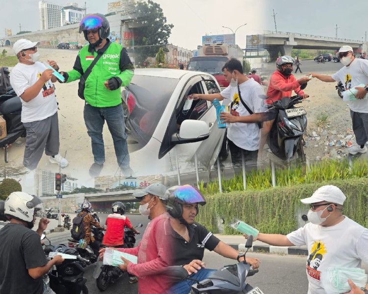 Peduli Kesehatan di Tengah Karhutla, Matahari 08 Riau Bagikan Ribuan Masker
