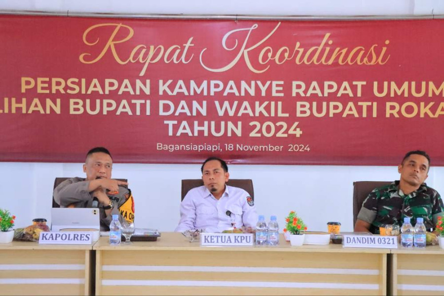 Kapolres Rohil Hadiri Rakor Persiapan Kampanye Rapat Umum Paslon Bupati dan Wakil Bupati 2024