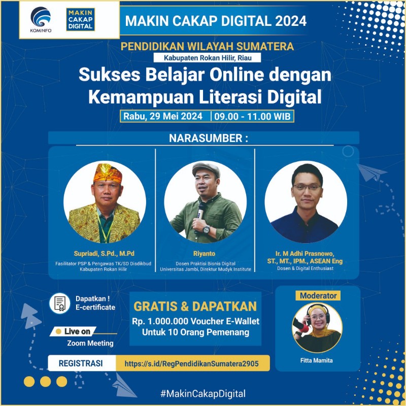 Ajak Siswa Sukses Belajar Online, Kominfo Gelar Webinar di Rokan Hilir