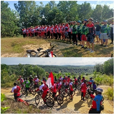 Tiga Club Sepedaan Kibarkan Sang Saka ke Puncak Tertinggi di Pekanbaru