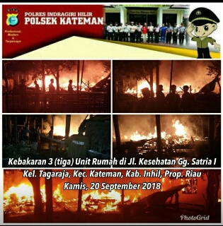 Kobaran Api Hanguskan 3 Rumah di Kateman
