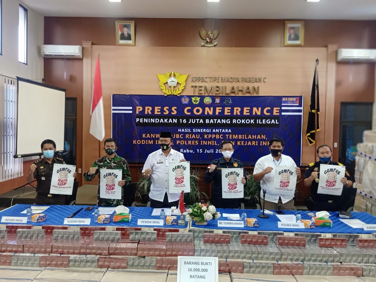 Potensi Kerugian Negara Milyaran, BC Tembilahan Berhasil Gagalkan Penyelundupan 16 Juta Batang Rokok